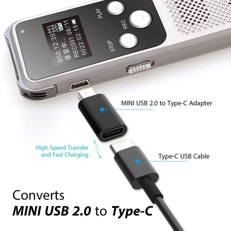 USB C to Mini USB Adapter, Type C Female to