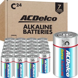 ACDelco 24-Count C Batteries, Maximum Power Super Alkaline Battery for Home and Office, 7-Year Shelf Life, Recloseable Packaging