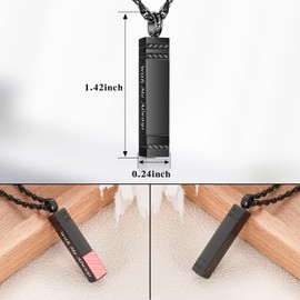 XIUDA Cremation Urn Necklace for Ashes Bar Cremation Jewelry Stainless Steel Ash Necklace Memorial Keepsake Pendant for Men Women