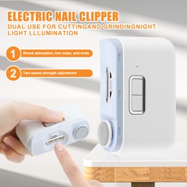 Upgraded 4 in 1 Automatischer Elektrischer Nagelknipser mit Polier-und Aufbewahrungsfunktion,Automatischer Elektrischer Nagelknipser für Senioren,Erwachsene und Babys,Beleuchtbare Nagelfeile