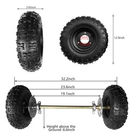 Tacsal 6" Go Kart Axle Kit, 740MM Rear Axle Kit with 2 Wheels, Tires, Rim, Brake Assembly and T8F Chain, DIY Live Axle Kit for Go Kart, Quads, Trike, Drift Bikes