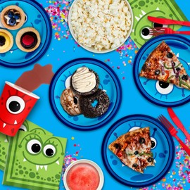Mighty Monster Birthday Party Supplies Set Plates Napkins Cups Tableware Kit for 16