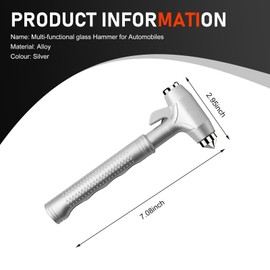 Arwrilt Car Window Glass Breaker Tool, Automotive Emergency Escape Hammer with Seat Belt Cutter, Multifunctional Car Accident Emergency Safety Hammer, Universal Escape Tool for Most Cars (Silver)