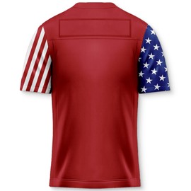 Men's 4th of July USA Flag Football Jerseys for Independence Day Statue of Liberty Red White Blue Shirts Patriotic Jersey