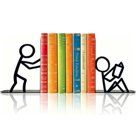 Cool Bookends, Unique Fun Decorative Book Ends, Heavy Duty Metal Book Holders for Shelves, Anti-Slip Aesthetic Book Stoppers for Home Office Desktop