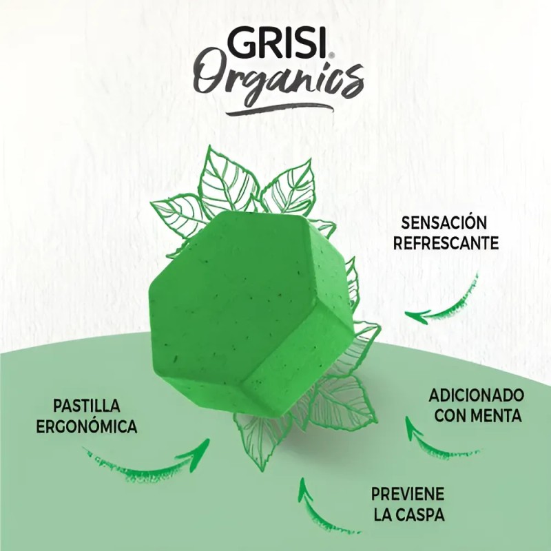 Grisi Organics, Shampoo Sólido Menta, 75 Gr