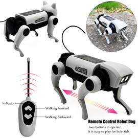 Tipmant Electric Remote Control Robot Dog RC Mechanical Animal Vehicle Electronic Pets, DIY Installation, Dog Cat 2 Heads, Kids Birthday Gifts