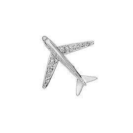 White Enamel Rhinestone Aircraft Airplane Brooch Pin Charm Plane Jewelry Accessories (A:silver)