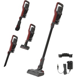 Günter&Hauer Cordless Vacuum Cleaner, 45KPa Stick Vacuum with Powerful Suction, 40Mins Runtime, Rechargeable 4-in-1 Handheld Vacuum Cleaner with Wall Mount Charging,for Home,Carpet,Pet Hair(Black,Red)
