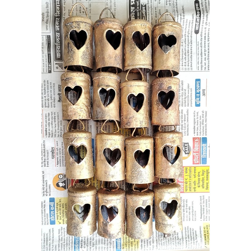 Thirty Six Tin Bells with Metal Striker (2.5" Heart Bells)