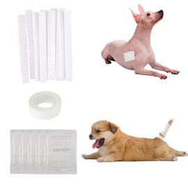 JINGHANGER 16 PCS Dog Tail Protector Dog Ends Starter Pack Including 10 Breathable Mesh Dog Tail Dressing 5 Gauze and 1 Roll Self-adhesive Pet Bandage Vet Wrap for Dogs Cats Other Pets Animals