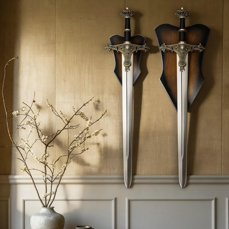 FLURSAILE Sword Plaque Wall Mount Vertical Display Holder Adjustable Stand