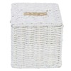 MyGift Decorative White Woven Square Tissue Box Holder with Easy