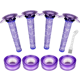 Lemige V7 V8 New Filter Replacement Kit for Dyson V7 V8 Slim Animal Absolute Motorhead SV10 SV11 SV25 SV37 Cordless Vacuums, 4 Star Pre-Filters and 4 HEPA Post-Filters, Part No. 965661-05 & 967478-05