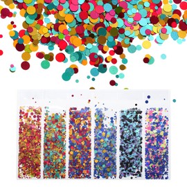 sourcing map Holographic Chunky Glitters, 6 Colors Chunky Glitters Resin Epoxy Accessories Crafts Sequins Decor, Round Chunky Glitters Flakes for Hair Nail Art, Sparkle at Party/Festival