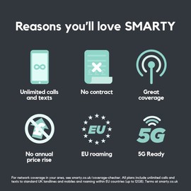 SMARTY 1 month SIM pre-paid with unlimited data, calls and texts, EU Roaming for your first month
