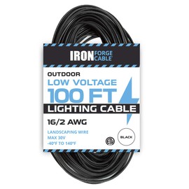16/2 Low Voltage Landscape Wire - 100ft Outdoor Low-Voltage Cable for Landscape Lighting, Black