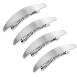 BangBoom 4 Pieces 3 Inch French Oval Hair Barrettes for Women, Vintage Metal Large Barrettes Clips, Non-Slip Alloy Spring Formal Hair Accessories for Wedding Prom Long Thick Hair (Sliver)