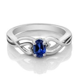 Gem Stone King 6X4MM Oval Gemstone Birthstone Heart Infinity Ring | 925 Sterling Silver | Wedding Anniversary Promise Engagement Ring For Women | Available In Size 5, 6, 7, 8, 9