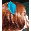 Bridal Bridesmaid Feather Hair Grip Prong, Aqua Blue and Gem