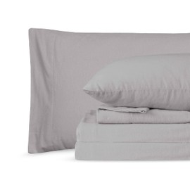 Sleepdown 100% Cotton Flannel Sheets Twin XL - Super Soft Heavyweight Double Brushed, Anti Pill Flannel Twin XL Bed Sheets - 16" Deep Pocket Twin XL Fitted Sheets X2 Side Pockets (Twin XL, Frost Grey)