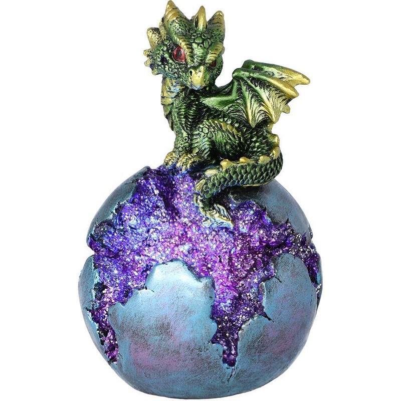 Nemesis Now Geode Guard Green Dragon Sphere Crystal Figurine,12.7cm