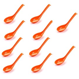 10Pcs Soup Spoon Ramen Noodle Soup Ladle Orange Soup Spoons Sturdy and Durable Asian Dinner Spoon Easy Clean Dishwasher Safe