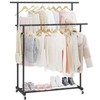 Calmootey Double Rod Clothing Garment Rack,Rolling Hanging Clothes Rack,Portable Clothes