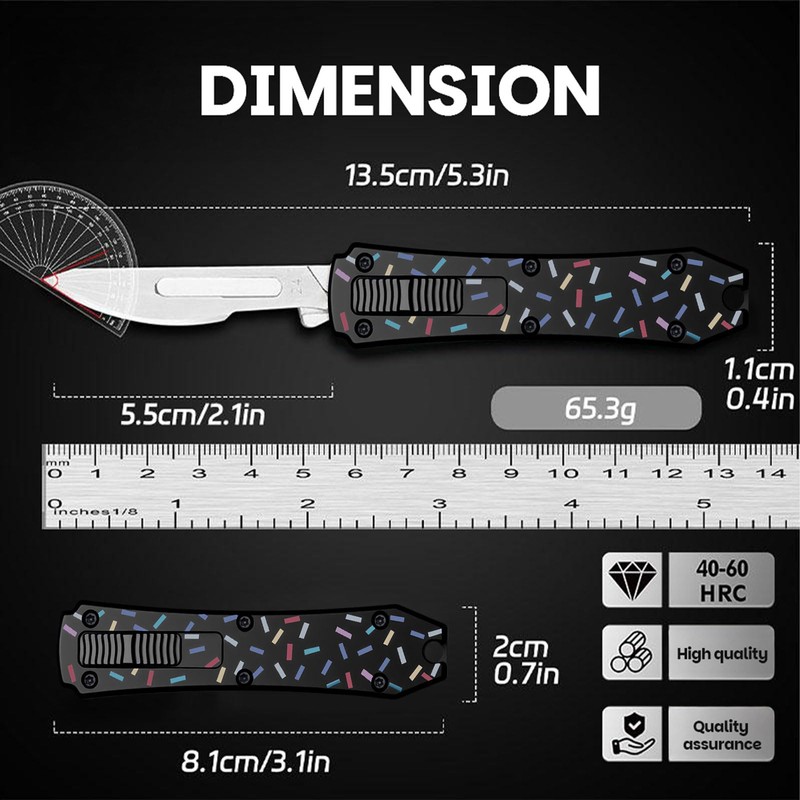 Automatic Utility Knife,All Metal Construction Carbon Stainless Steel Blade,EDC Push