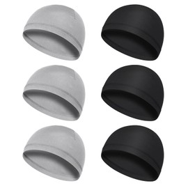 Yolev 6 PCS Sets of Skull Cap Running Cap Sweat Cap Milk Hats Milk Silk Cycling Helmet Liner for Men