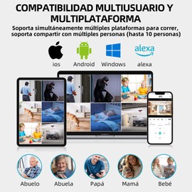 AOSO 2PCS Camara de Seguridad con WiFi 2.4G, 2MP Cámara de 350° con Foco, Sin publicidad Tris-Home App, Base E27, Compatible con Alexa, HD Visión Nocturna, Audio Bidireccional, Detección de Movimiento