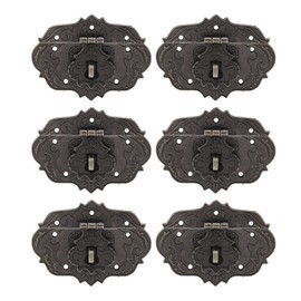 Pack of 6 Box Lock Buckles, Antique Wooden Box Locks Vintage Jewellery Box Hasp Clasp Latch Lock with Screw Hasps