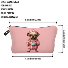 Livel lhood Pajama Dog Makeup Bag Cute Small Organizer Zipper Pouch Pajama Dog Cosmetic Bag Birthday Present for Women Friends, hzj0704