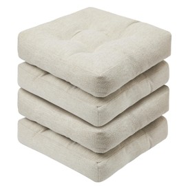 Basic Beyond Chair Cushions for Dining Chairs, Non-Slip Chair Pads for Dining Chairs, Thick Seat Cushions for Dining Room Chairs, Kitchen Chair Cushions Set of 4, 16" x 16" x 4", Beige