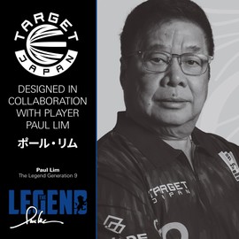 Target Japan The Legend G9 Swiss Point Steel Tip Darts with Kflex, 24G | 90% Tungsten Dart Set, K-Flex Flights and Shafts No.6, Storm Nano Point, Player Paul Lim Gen 9, Storage Tin & Point Guard/Stand