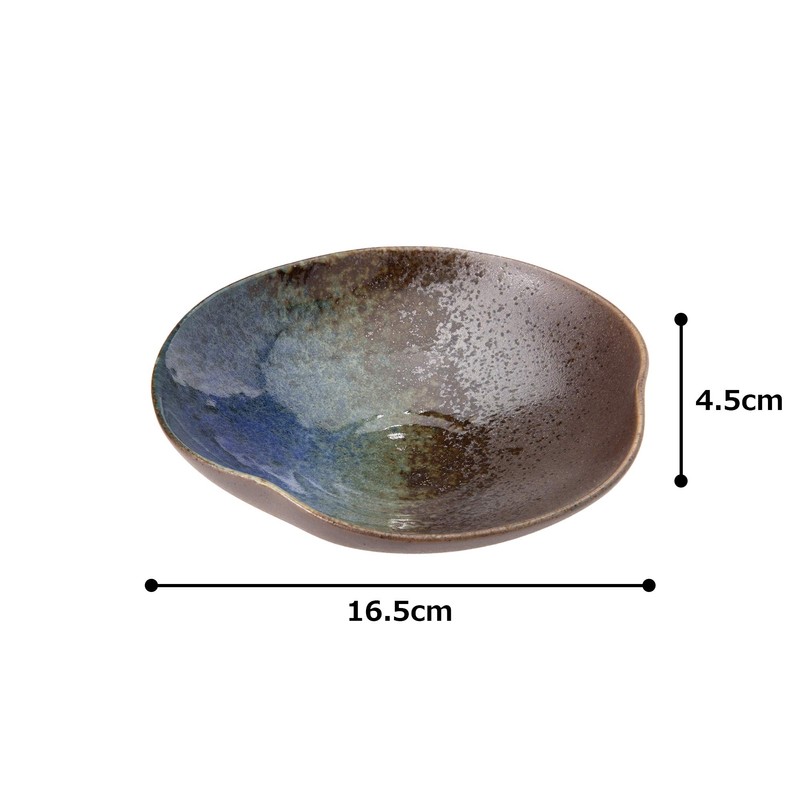 Kakuni Mino Ware Tsuki Akari Hand Bineri Dish K80129