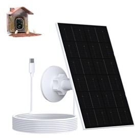VUEBEE 4W Solar Panel for Bird Feeder Camera, USB-C Charging Cable with Micro USB Adapter, IP66 Waterproof, 360° Adjustable Mount, 9.8FT Cable
