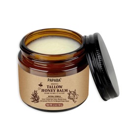 Bálsamo de miel de sebo batido con sebo de res alimentado con pasto, miel de Manuka, aceite de oliva Beef Tallow Honey Balm for Skin 2 oz