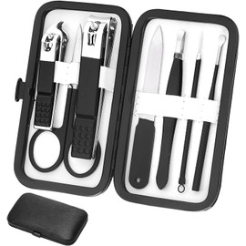 Aceoce Manicure Set Professional Grooming Kits, Nail Clippers Pedicure Kit 8pcs Nail Kit Pedicure Set Tools with Aceoce Travel Case for Women Men Home or Salon Gift