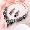 Ever Faith Women's Crystal Bridal Banquet Floral Leaf Teardrop Necklace