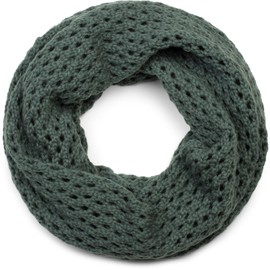 styleBREAKER knit loop scarf with hole pattern, single-colour holed-knit snood, winter knit scarf, unisex 01018156, Colour:Dark Grey