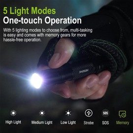 HOSONIC HD10 Rechargeable Tactical Flashlight, Small Flashlights Powerful with Clip, LED Super Bright Flash Light 5 Modes for Home Camping Emergencies