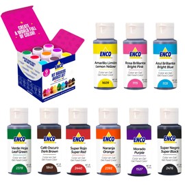 ENCO ENCO 9 Basic Food Coloring Gel Set 1.41 oz each (40 g) Concentrated, Vegan, Includes Color Mixing Guide