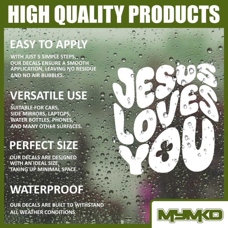 MYMKO Jesus Love You Decal, Cute Gothic Car Window Decals,