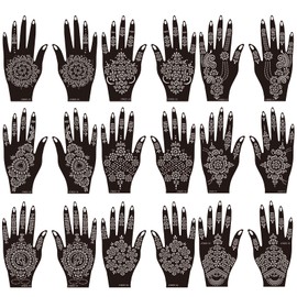 18 Sheets Henna Stencils Henna Tattoo Stencil Kit, for Hands - Indian and Arabian Temporary Tattoo Templates for Hand and Body Art