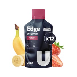UCAN UCAN Edge Energy Gel Shots, Strawberry Banana (12, 2 Ounce Packets) for Running, Training, Workouts, Fitness, Cycling, Crossfit | Sugar-Free, Vegan, & Keto Friendly Energy