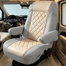 SummerCool RV Seat Covers for Captains Chairs,Faux Leather Camper Seat Cover with Armrest Covers and Side Pockets for Class A RV,Camper Trailer & Van,Pet Friendly and Waterproof(2 Pack,Grey)
