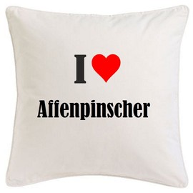 I Love Monkey Pinscher Cushion Cover 40 cm x 40 cm Microfibre Tasteful Decoration for Any Living Room or Bedroom in White with Zip Closure