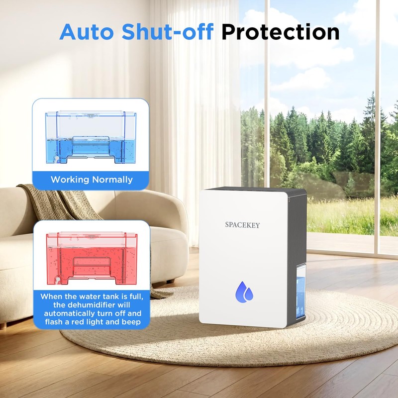 Dehumidifiers for Home, 95 OZ Water Tank Dehumidifier with Drain