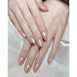 Wahrshei White Chrome Nail Powder, Pearl Chrome Powder with Pearl Shimmer Effect, Pearl Effect Powder for Glazed Doughnut Nails